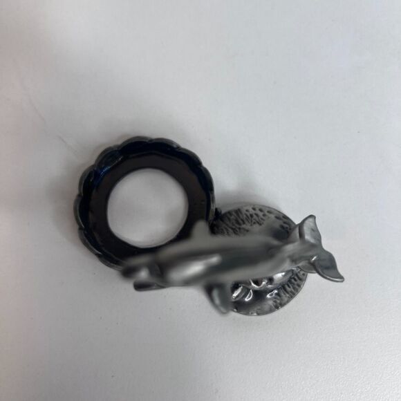 Pewter Dolphin Figurine Tea Light Candle Holder Silver Metal - Picture 7 of 8
